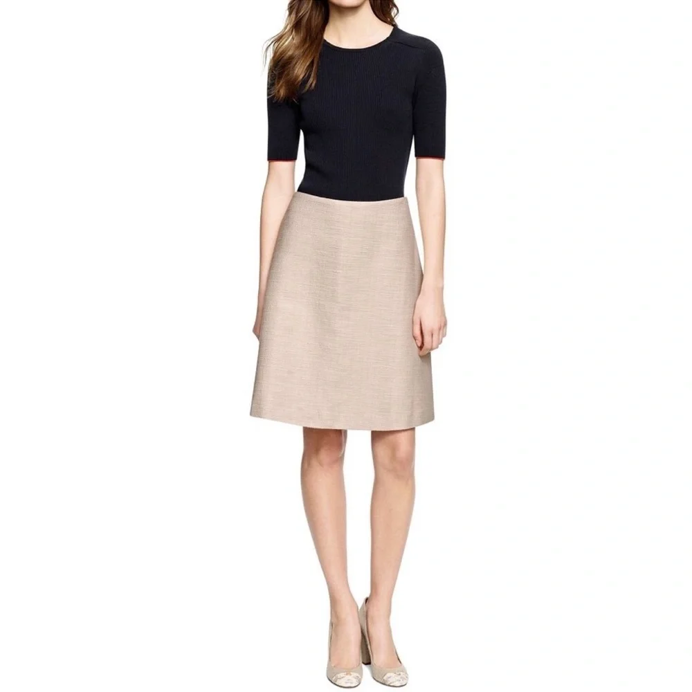Tory Burch Denise A-line cream silk lined 8 zipper tweed textured mini skirt - Picture 1 of 15